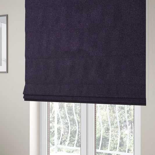 Muscat Plain Velvet Material Deep Purple Colour Upholstery Fabric CTR-1991 - Roman Blinds