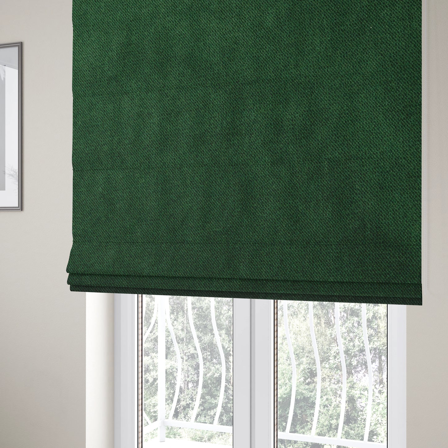 Muscat Plain Velvet Material Forest Green Colour Upholstery Fabric CTR-1997 - Roman Blinds