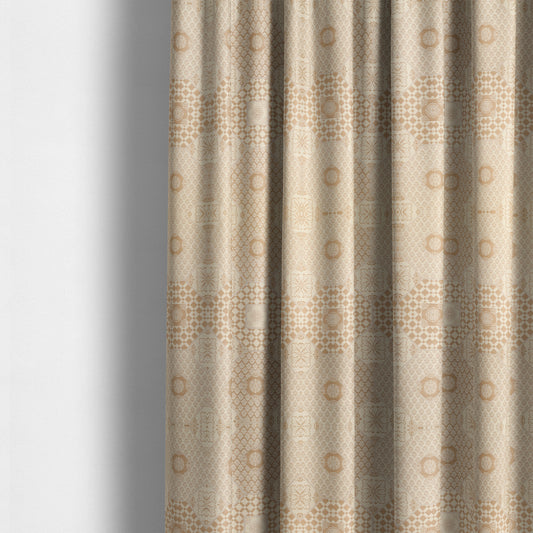 Zenith Collection In Smooth Chenille Finish Brown Colour Patchwork Pattern Upholstery Fabric CTR-200 - Made To Measure Curtains