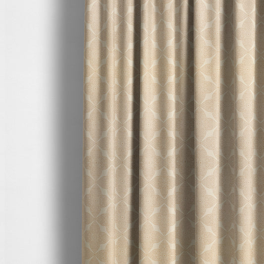 Zenith Collection In Smooth Chenille Finish Brown Colour Medallion Pattern Upholstery Fabric CTR-201 - Made To Measure Curtains