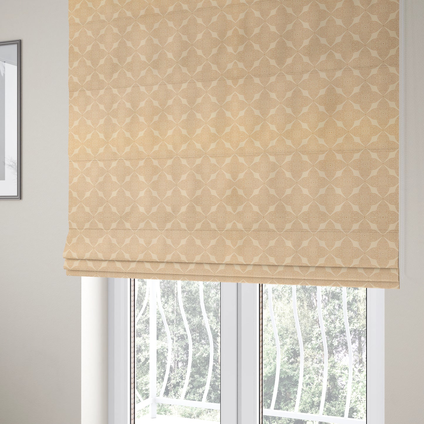 Zenith Collection In Smooth Chenille Finish Brown Colour Medallion Pattern Upholstery Fabric CTR-201 - Roman Blinds