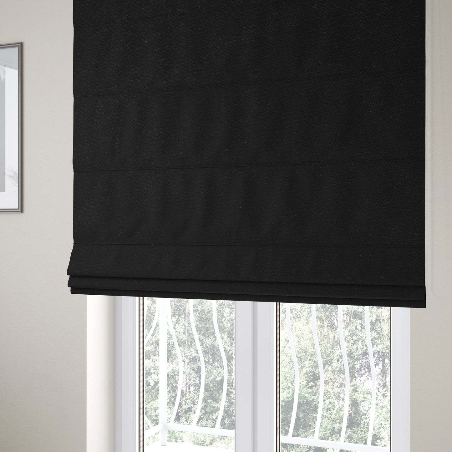 Muscat Plain Velvet Material Black Colour Upholstery Fabric CTR-2010 - Roman Blinds