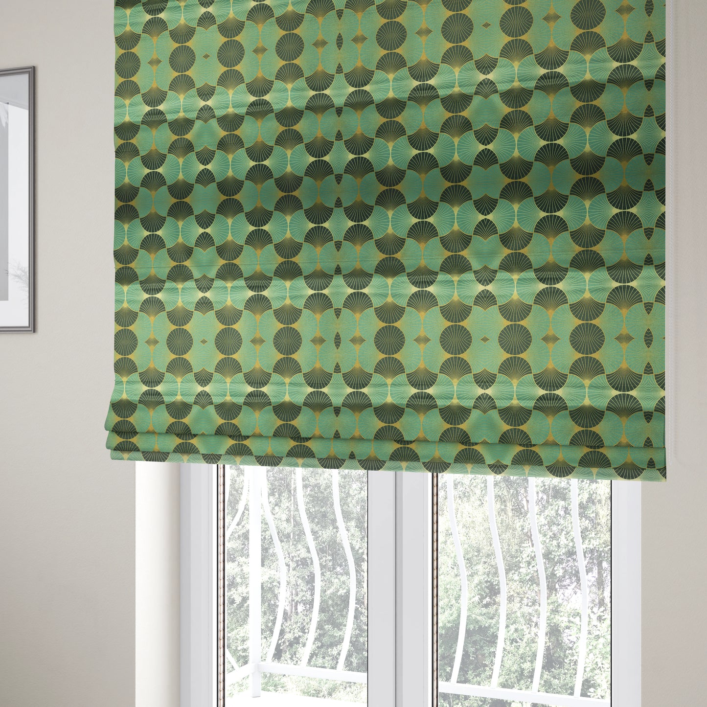 Zurich Mint Green Geometric Patterned Upholstery Fabric CTR-2017 - Roman Blinds