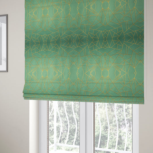 Zurich Mint Green Geometric Patterned Upholstery Fabric CTR-2018 - Roman Blinds