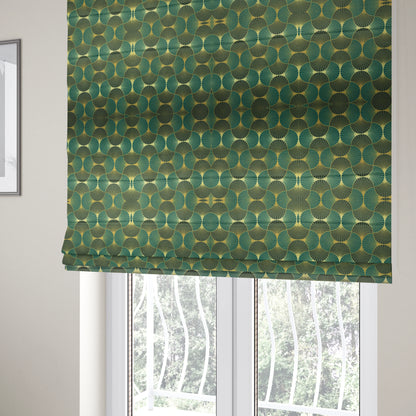 Zurich Teal Geometric Patterned Upholstery Fabric CTR-2019 - Roman Blinds