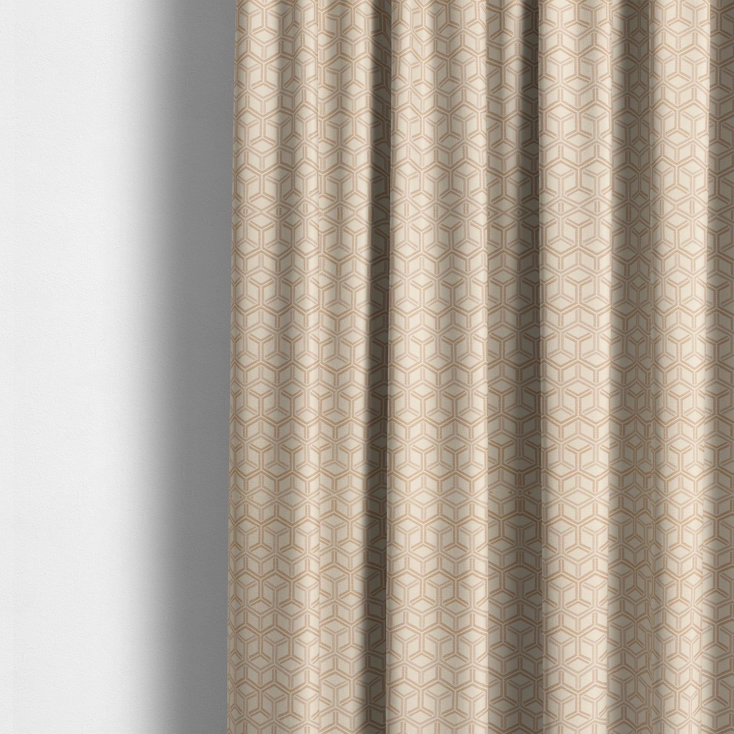 Zenith Collection In Smooth Chenille Finish Brown Colour 3D Cube Geometric Pattern Upholstery Fabric CTR-202 - Made To Measure Curtains