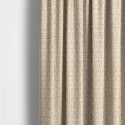 Zenith Collection In Smooth Chenille Finish Brown Colour 3D Cube Geometric Pattern Upholstery Fabric CTR-202 - Made To Measure Curtains