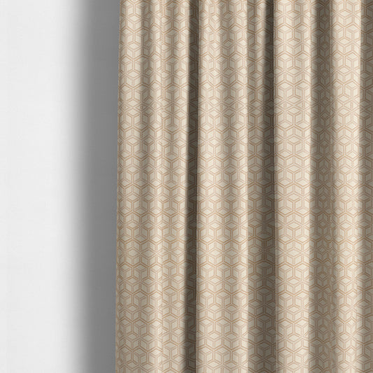 Zenith Collection In Smooth Chenille Finish Brown Colour 3D Cube Geometric Pattern Upholstery Fabric CTR-202 - Made To Measure Curtains