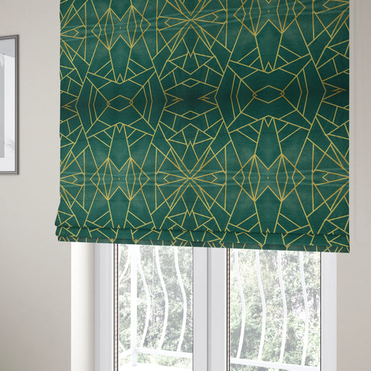 Zurich Teal Geometric Patterned Upholstery Fabric CTR-2020 - Roman Blinds