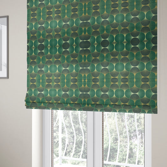 Zurich Green Geometric Patterned Upholstery Fabric CTR-2021 - Roman Blinds