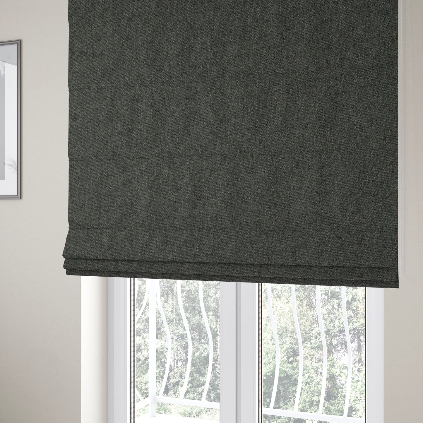 Halsham Soft Textured Black Colour Upholstery Fabric CTR-2033 - Roman Blinds