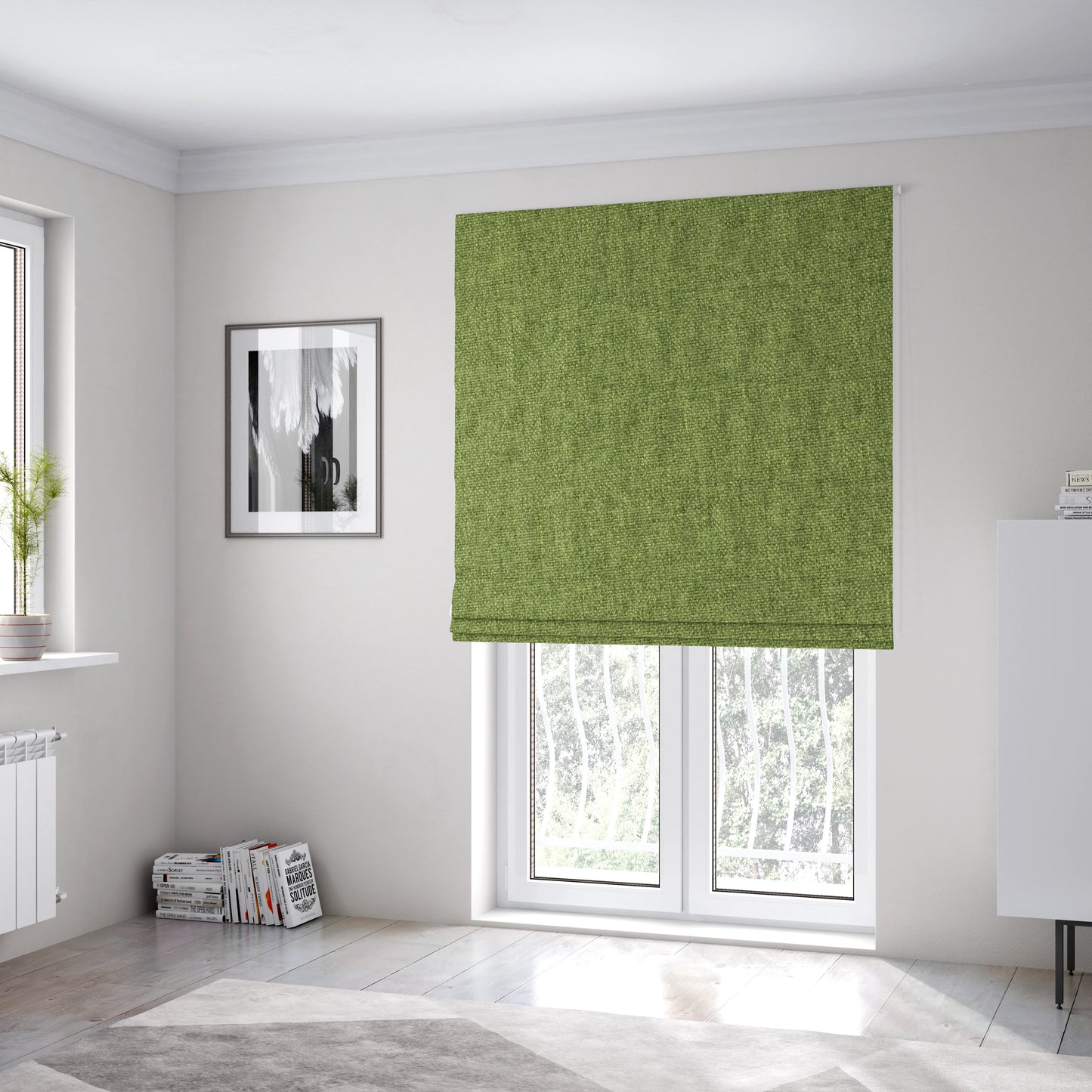 Halsham Soft Textured Green Colour Upholstery Fabric CTR-2038 - Roman Blinds