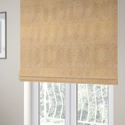 Zenith Collection In Smooth Chenille Finish Brown Colour Damask Pattern Upholstery Fabric CTR-204 - Roman Blinds