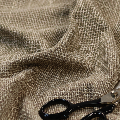 Alabama Durable Woven Hopsack Upholstery Fabric Light Brown Colour CTR-2056 - Handmade Cushions