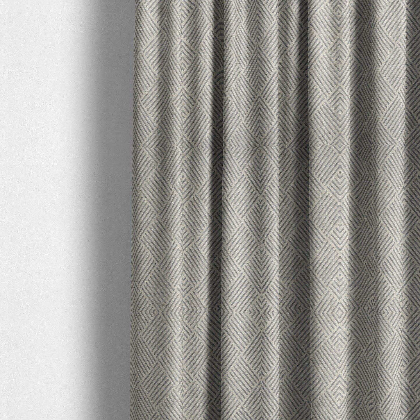 Atlantis Geometric Pattern Silver Grey Chenille Linen Material Upholstery Fabric CTR-2058 - Made To Measure Curtains