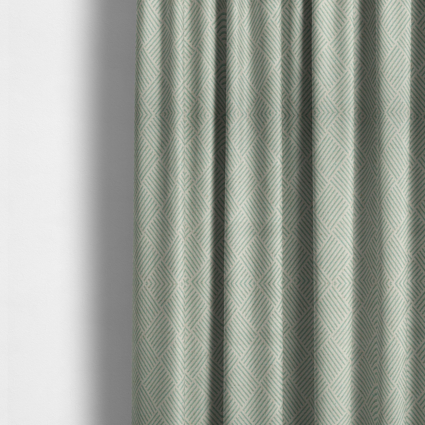 Atlantis Geometric Pattern Green Chenille Linen Material Upholstery Fabric CTR-2059 - Made To Measure Curtains