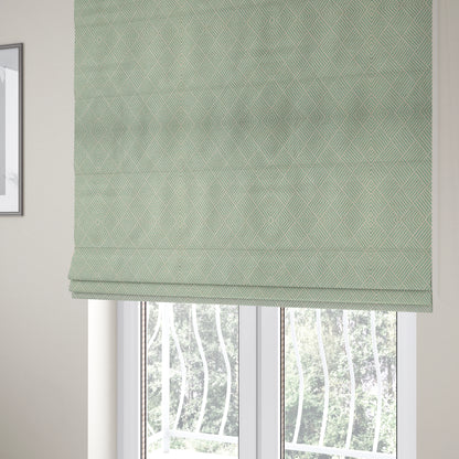 Atlantis Geometric Pattern Green Chenille Linen Material Upholstery Fabric CTR-2059 - Roman Blinds