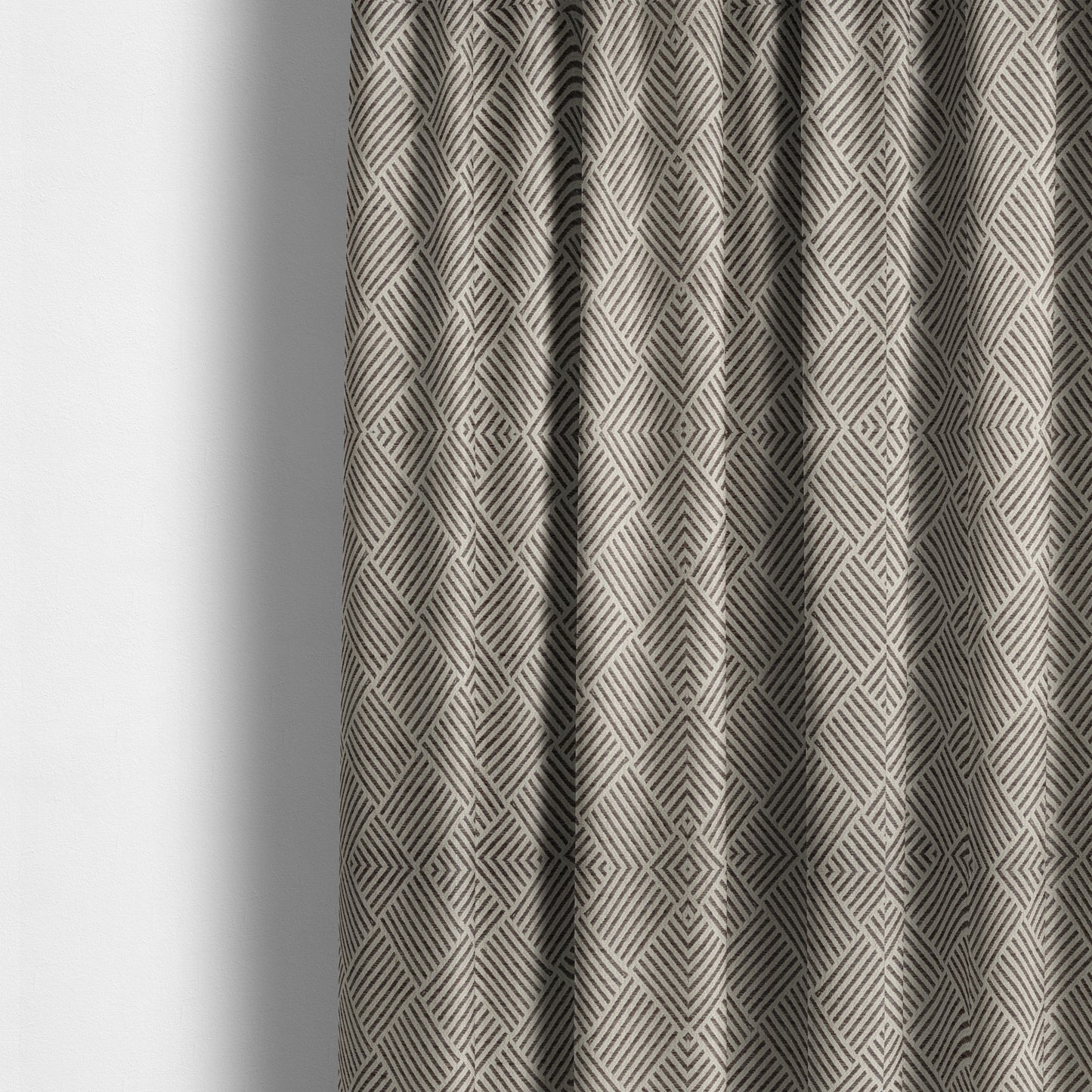 Atlantis Geometric Pattern Brown Chenille Linen Material Upholstery Fabric CTR-2062 - Made To Measure Curtains