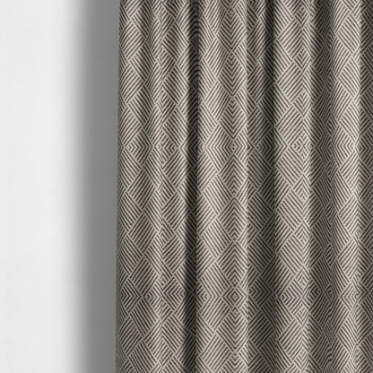 Atlantis Geometric Pattern Brown Chenille Linen Material Upholstery Fabric CTR-2062 - Made To Measure Curtains