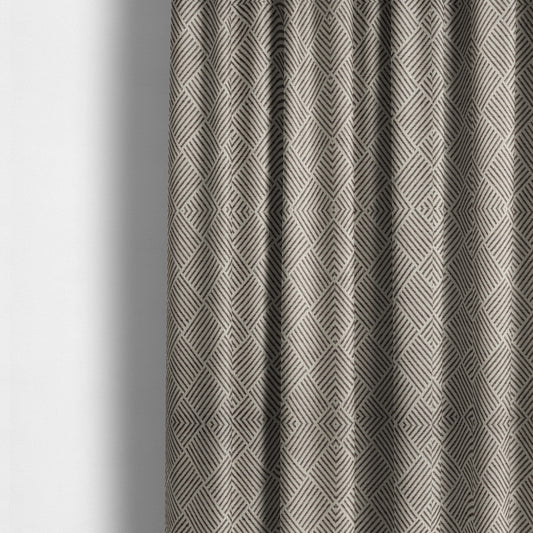 Atlantis Geometric Pattern Brown Chenille Linen Material Upholstery Fabric CTR-2062 - Made To Measure Curtains