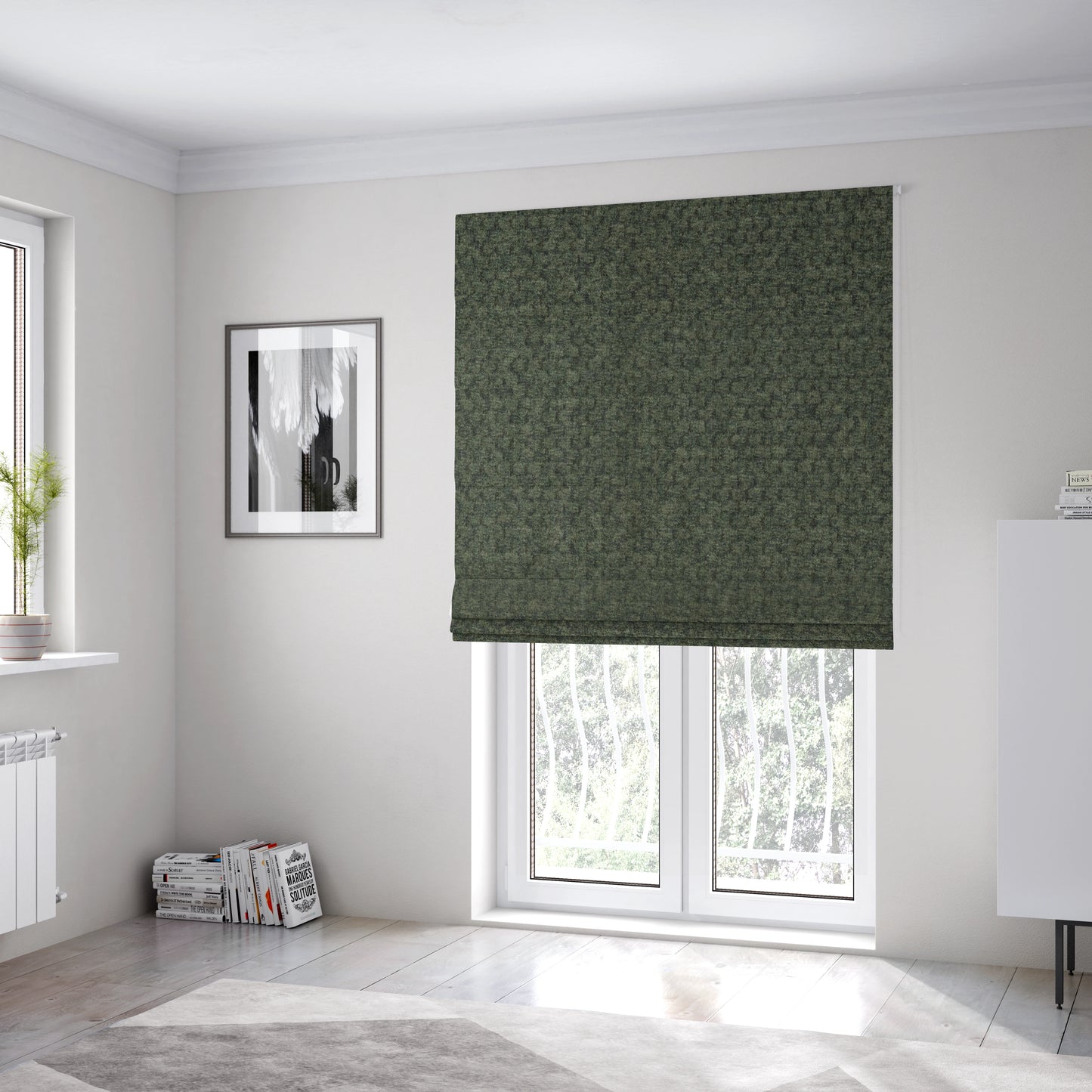 Tanzania Soft Velour Textured Material Moss Green Colour Upholstery Fabric CTR-2068 - Roman Blinds