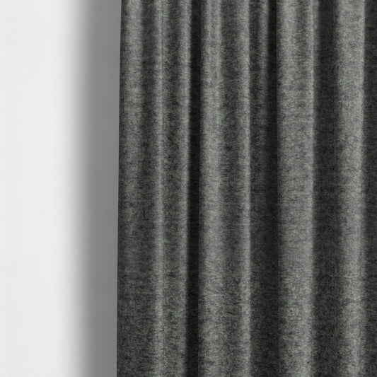 Tanzania Soft Velour Textured Material Smoke Grey Colour Upholstery Fabric CTR-2073 - Made To Measure Curtains