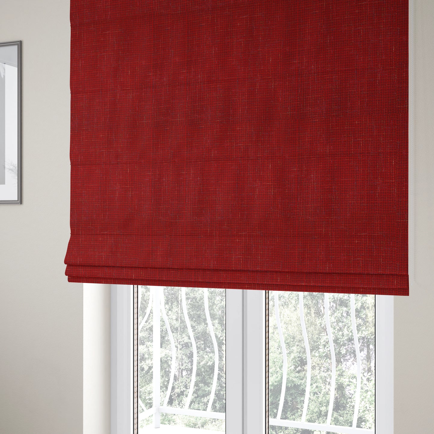 Byron Thick Durable Weave Red Colour Furnishing Fabrics CTR-21 - Roman Blinds