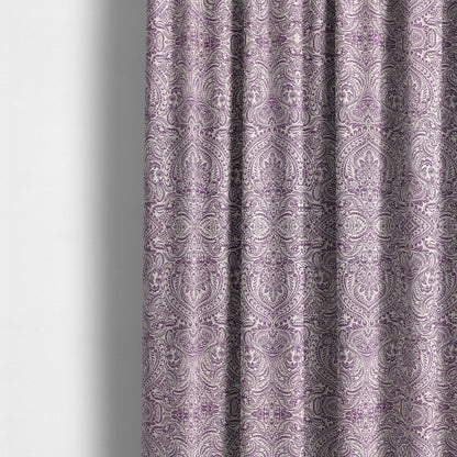 Zenith Collection In Smooth Chenille Finish Purple Colour Damask Pattern Upholstery Fabric CTR-210 - Made To Measure Curtains