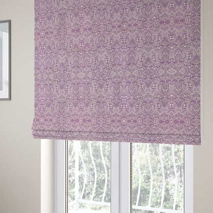 Zenith Collection In Smooth Chenille Finish Purple Colour Damask Pattern Upholstery Fabric CTR-210 - Roman Blinds