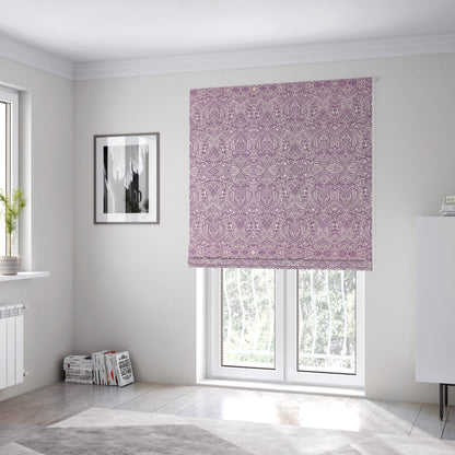 Zenith Collection In Smooth Chenille Finish Purple Colour Damask Pattern Upholstery Fabric CTR-210 - Roman Blinds