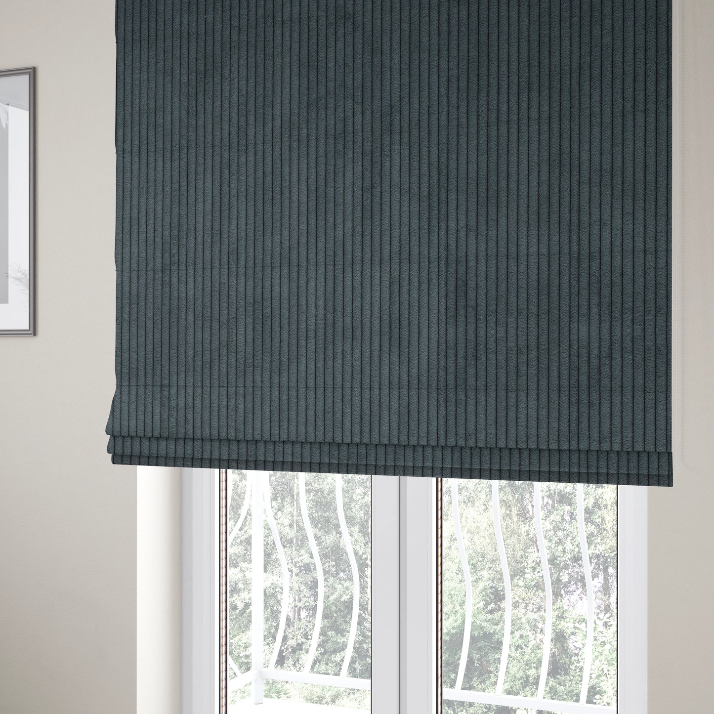 Tromso Pencil Thin Striped Charcoal Grey Corduroy Upholstery Fabric CTR-2103 - Roman Blinds