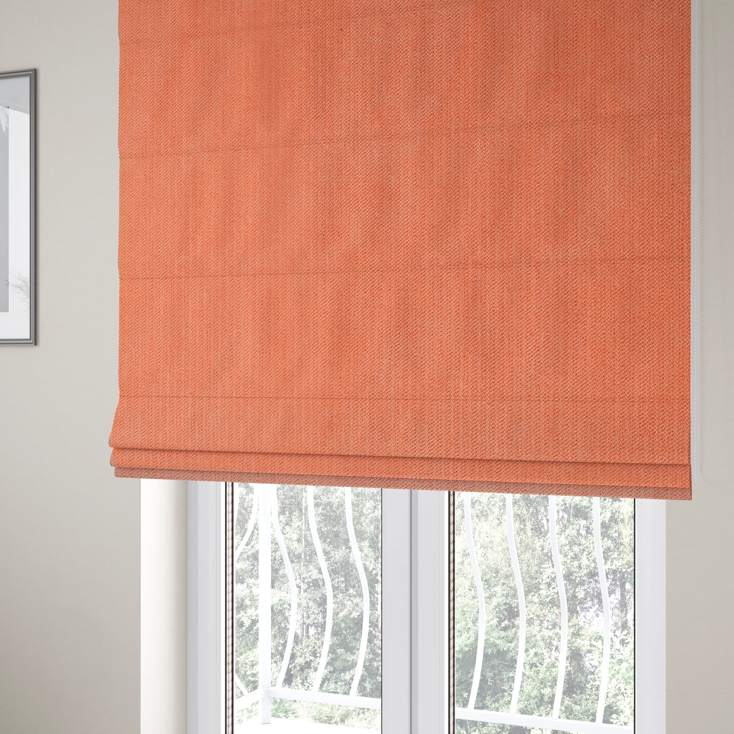 Maputo Flat Soft Chenille Orange Colour Upholstery Fabric CTR-2105 - Roman Blinds