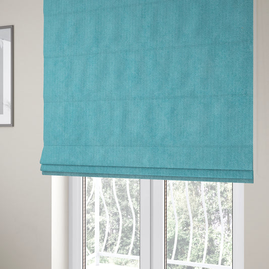 Maputo Flat Soft Chenille Teal Colour Upholstery Fabric CTR-2107 - Roman Blinds