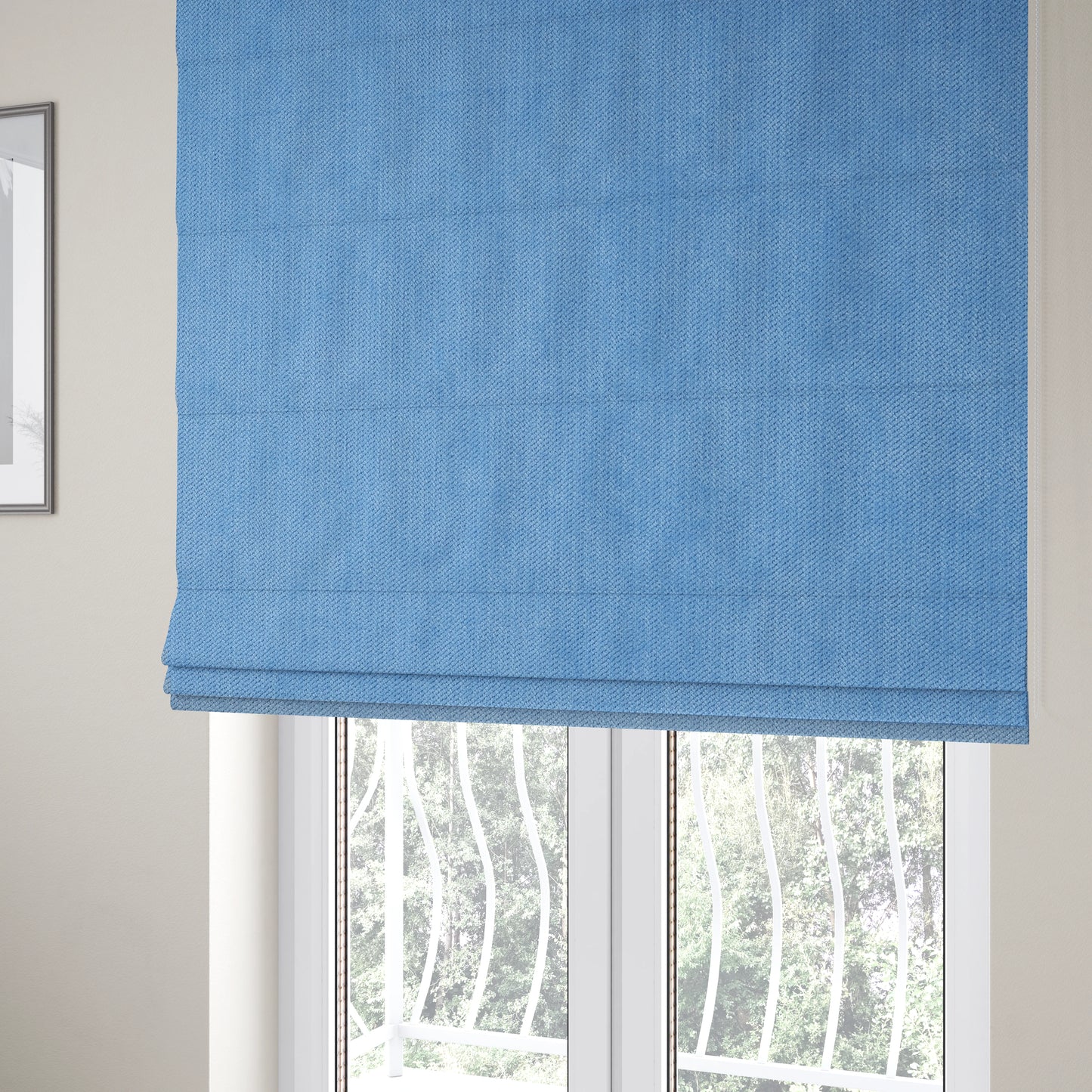 Maputo Flat Soft Chenille Blue Colour Upholstery Fabric CTR-2108 - Roman Blinds