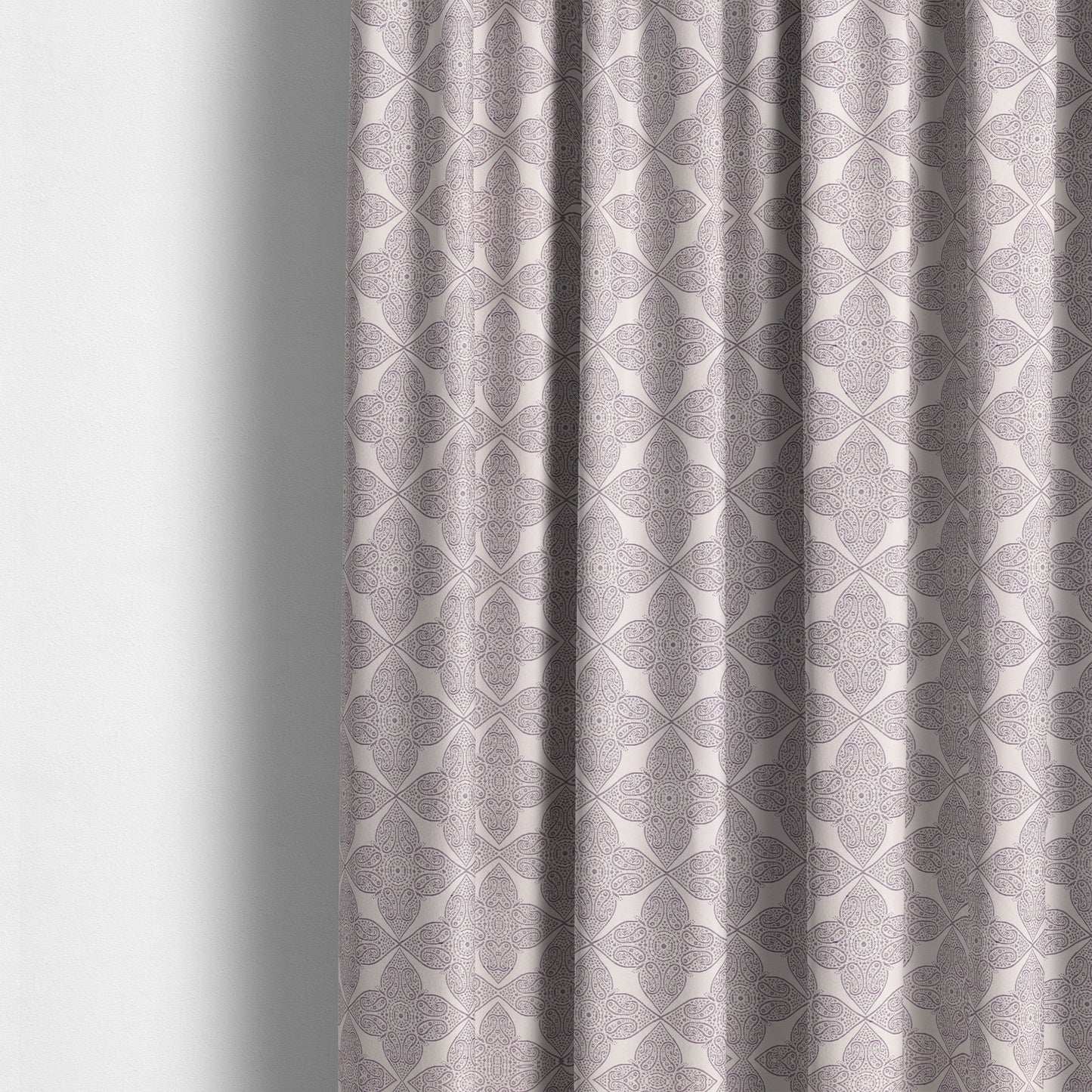 Zenith Collection In Smooth Chenille Finish Purple Colour Medallion Pattern Upholstery Fabric CTR-211 - Made To Measure Curtains