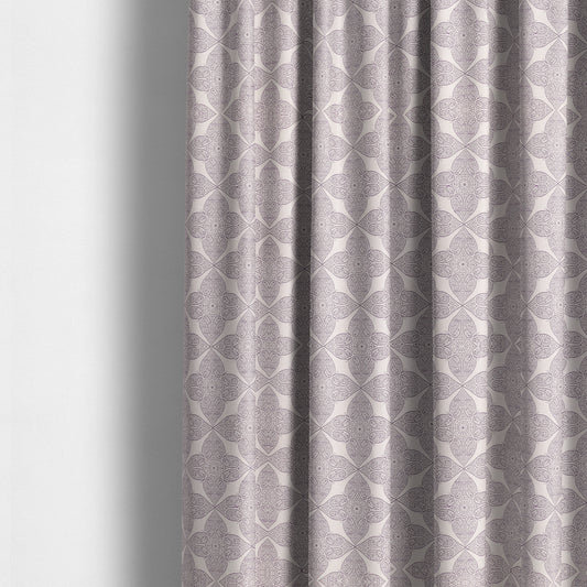 Zenith Collection In Smooth Chenille Finish Purple Colour Medallion Pattern Upholstery Fabric CTR-211 - Made To Measure Curtains