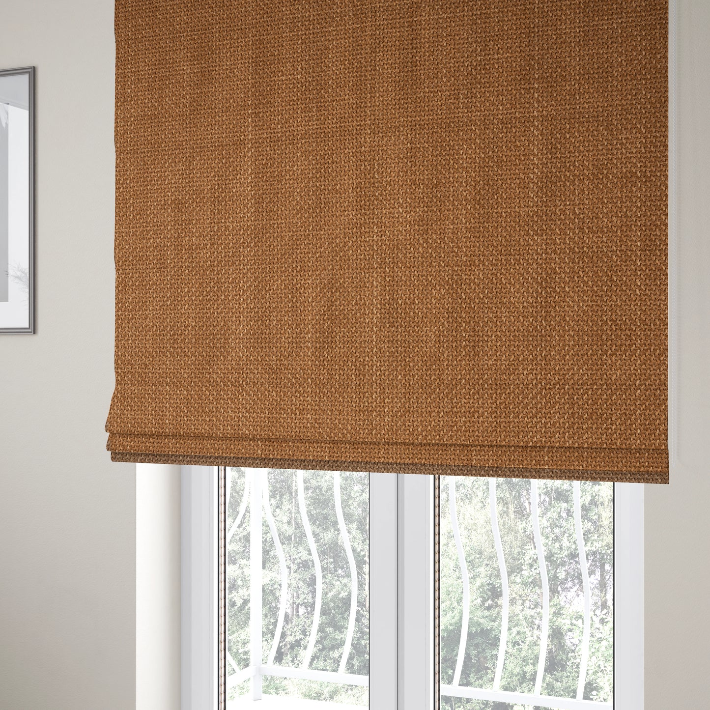 Narvik Weave Textured Water Repellent Treated Material Orange Colour Upholstery Fabric CTR-2112 - Roman Blinds