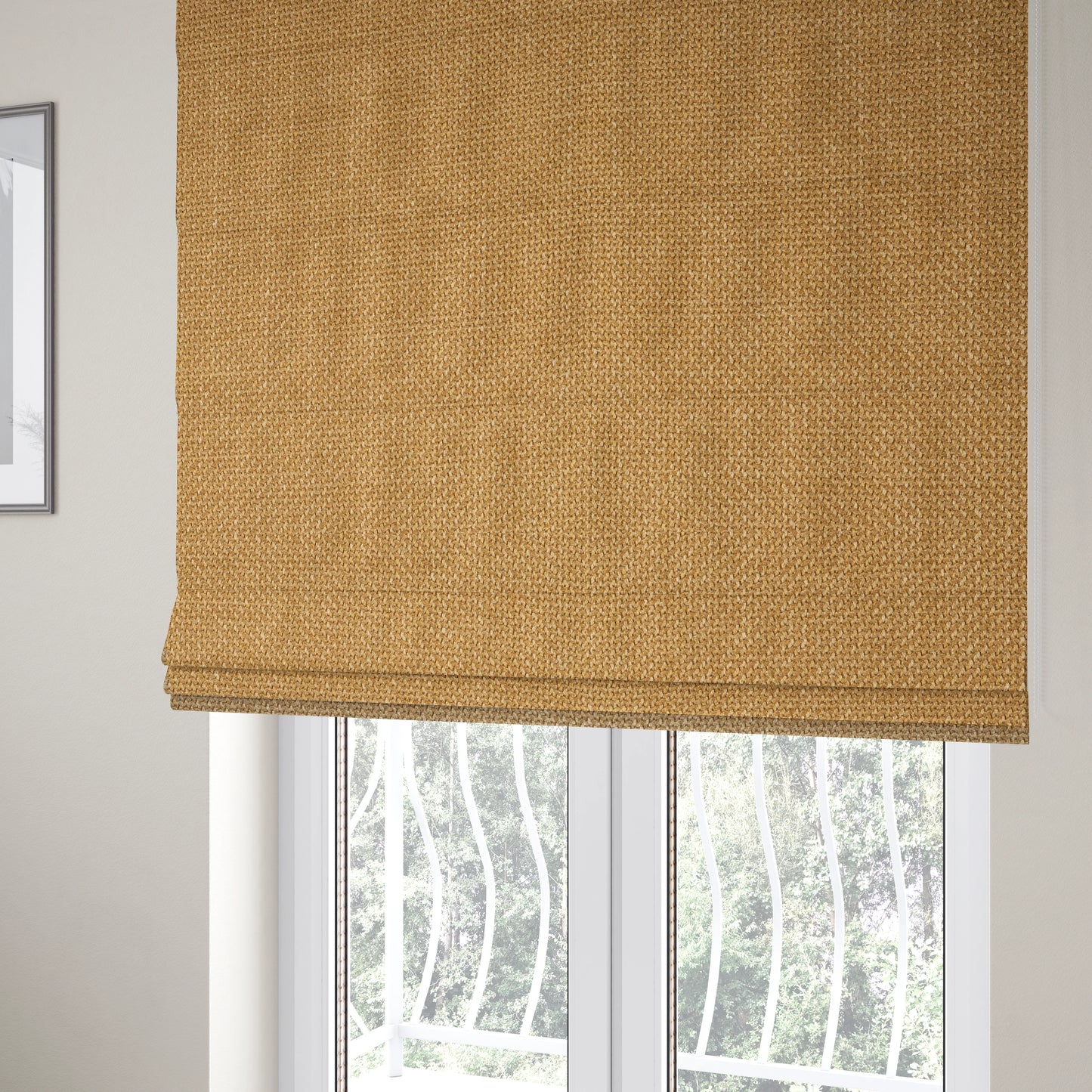 Narvik Weave Textured Water Repellent Treated Material Yellow Colour Upholstery Fabric CTR-2113 - Roman Blinds