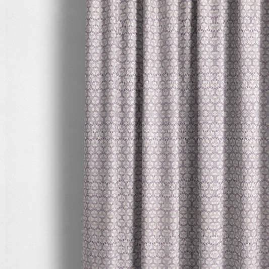 Zenith Collection In Smooth Chenille Finish Purple Colour 3D Cube Geometric Pattern Upholstery Fabric CTR-212 - Made To Measure Curtains