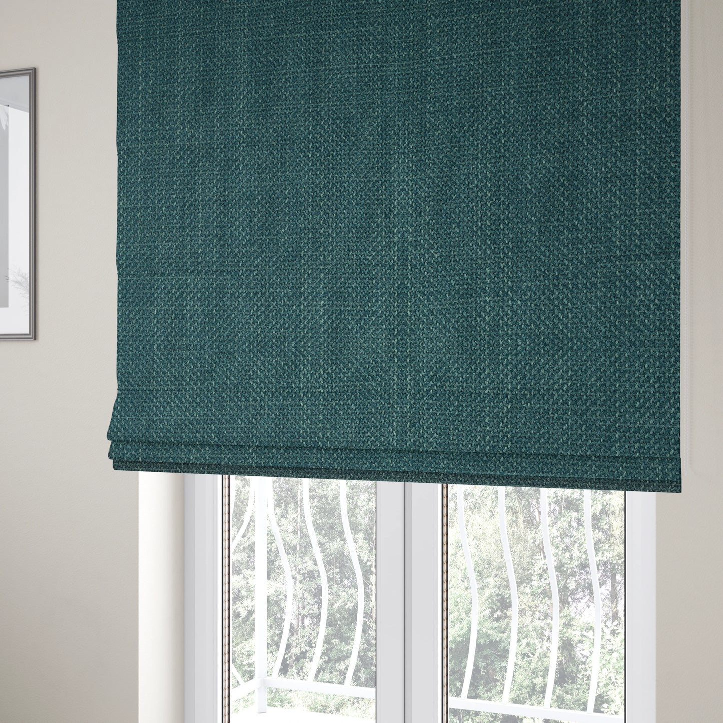 Narvik Weave Textured Water Repellent Treated Material Emerald Green Colour Upholstery Fabric CTR-2123 - Roman Blinds