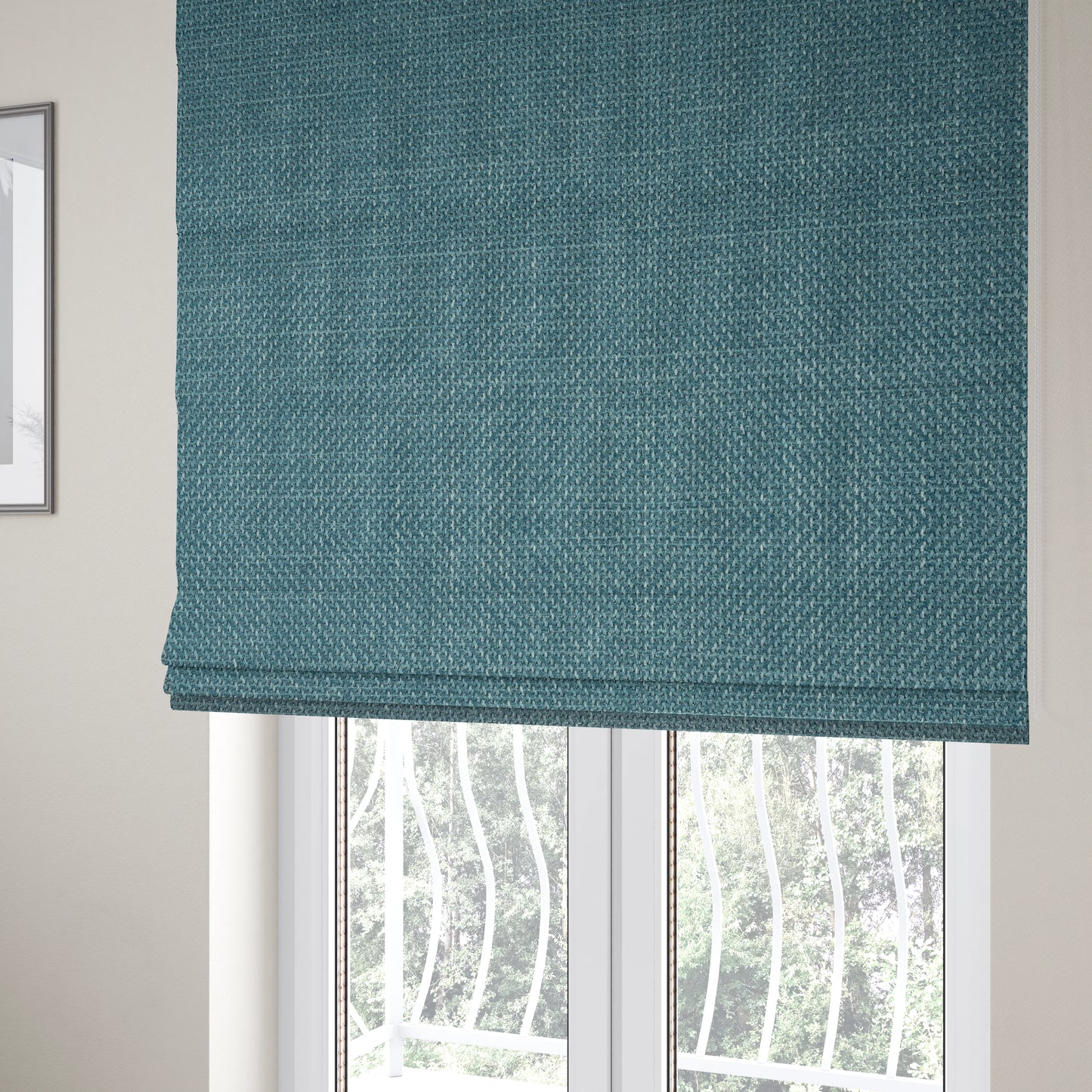 Narvik Weave Textured Water Repellent Treated Material Teal Blue Colour Upholstery Fabric CTR-2125 - Roman Blinds