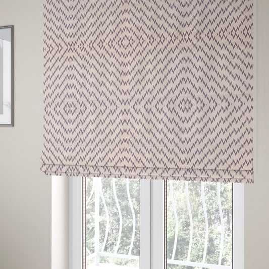 Zenith Collection In Smooth Chenille Finish Purple Colour Geometric Pattern Upholstery Fabric CTR-213 - Roman Blinds