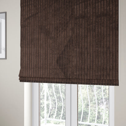 Denver Striped Corduroy Brown Upholstery Fabric CTR-2130 - Roman Blinds