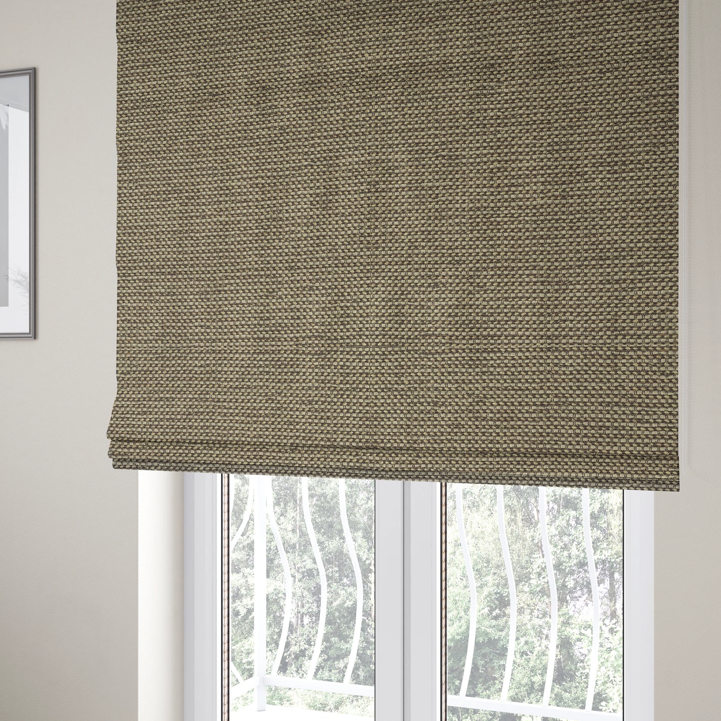 Kampala Basket Weave Textured Beige Colour Upholstery Fabric CTR-2137 - Roman Blinds