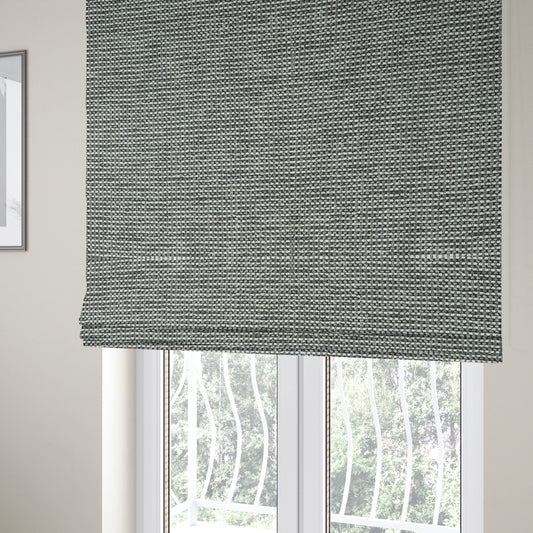 Kampala Basket Weave Textured White Silver Colour Upholstery Fabric CTR-2139 - Roman Blinds