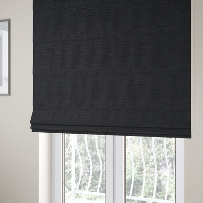 Kampala Basket Weave Textured Black Colour Upholstery Fabric CTR-2142 - Roman Blinds