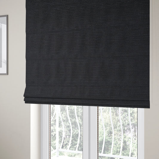 Kampala Basket Weave Textured Black Colour Upholstery Fabric CTR-2142 - Roman Blinds