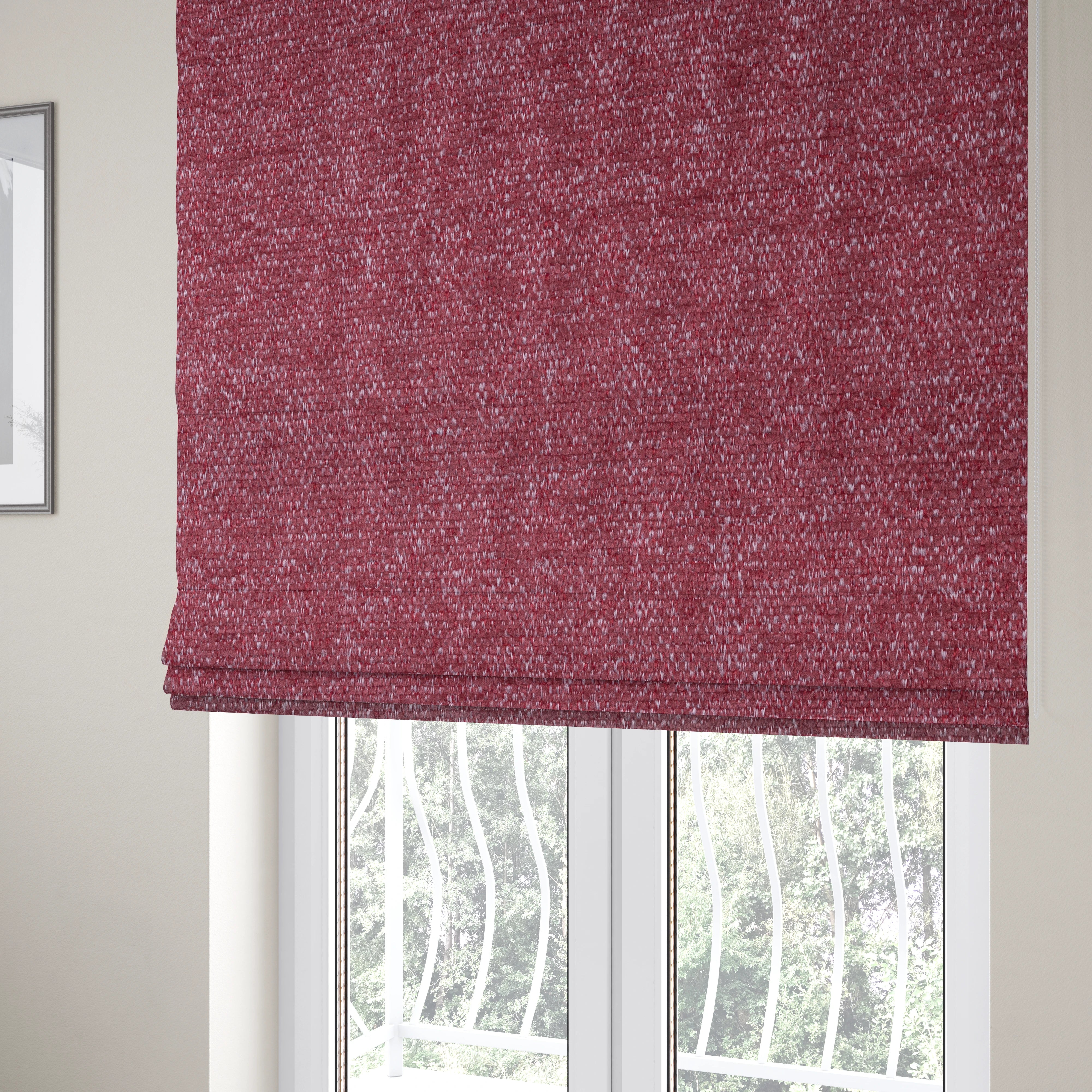 Nairobi Soft Textured Chenille Raspberry Red Colour Upholstery Fabric ...