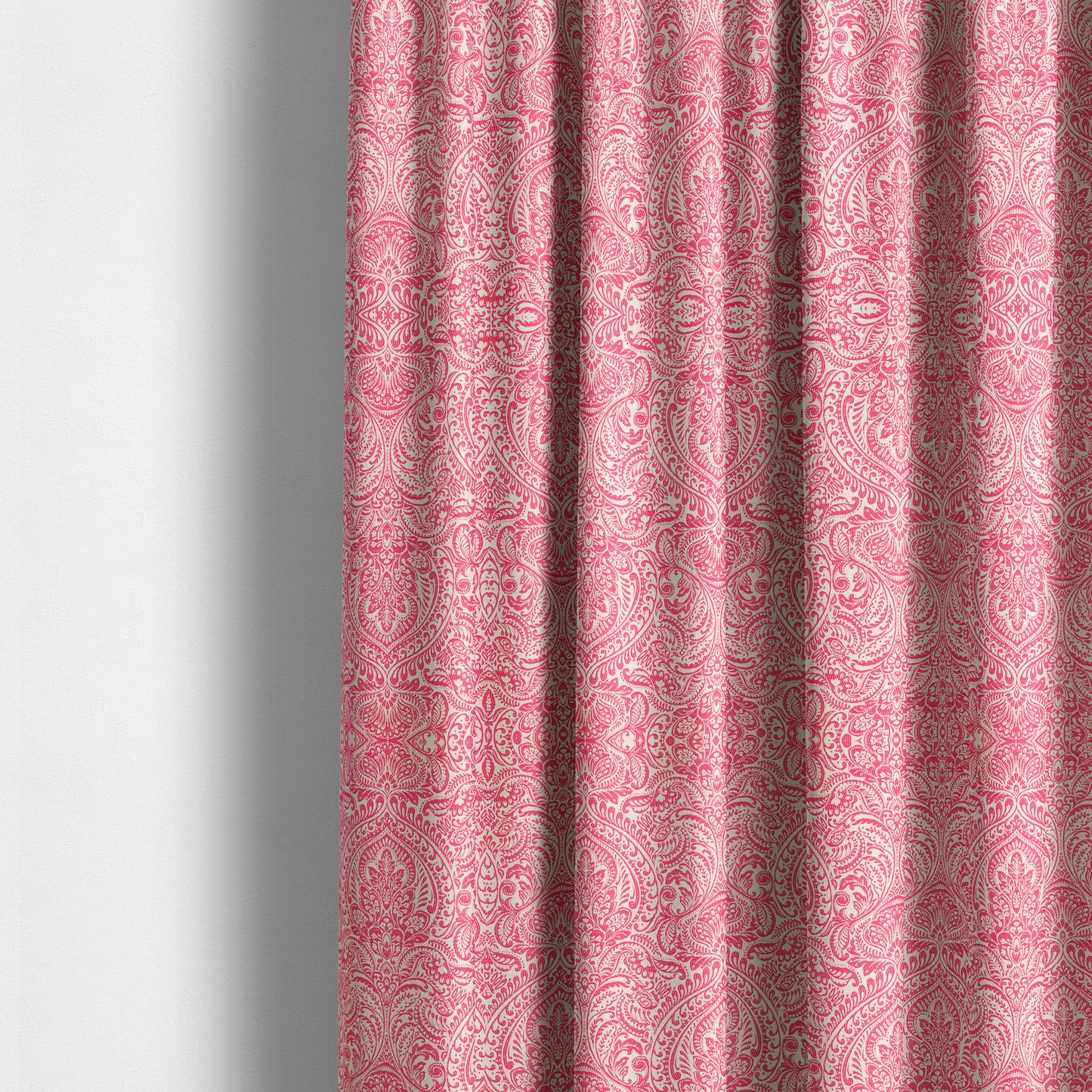 Zenith Collection In Smooth Chenille Finish Raspberry Pink Colour Damask Pattern Upholstery Fabric CTR-215 - Made To Measure Curtains