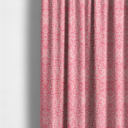 Zenith Collection In Smooth Chenille Finish Raspberry Pink Colour Damask Pattern Upholstery Fabric CTR-215 - Made To Measure Curtains